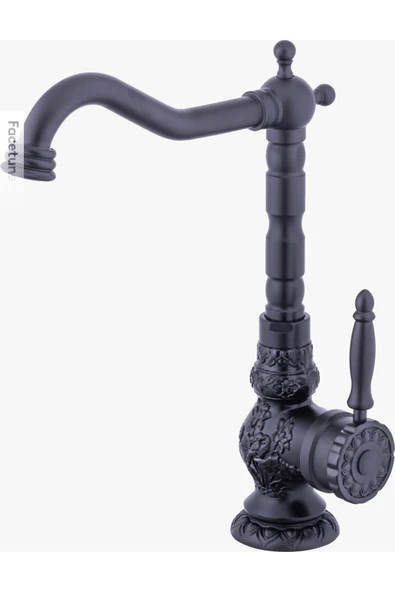 Siyah Rustik Batarya İşlemeli Country Musluk Mat Siyah Batarya ürün görseli