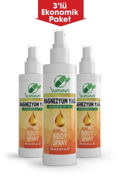 Yurdavit Magnezyum Yağı (magnesium Oil) 200 Ml 3x200 Ml