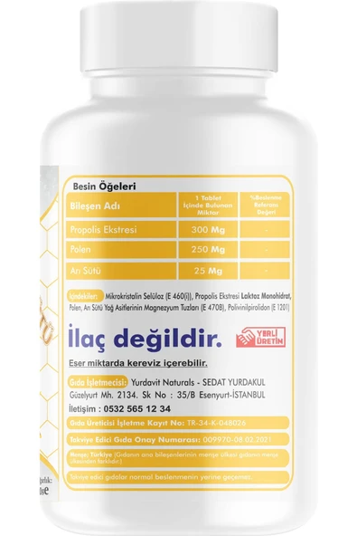 Yurdavit Propolis Polen Arı Sütü 100 Tablet - 2