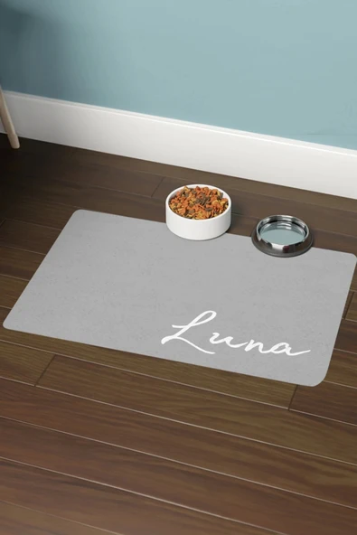 MAtGo Pati Hayvana isme Özel Fotoğraflı Beslenme Matı Kaymaz Sıvı Geçirmez Kedi Köpek Mama Paspası 50x70cm - 3