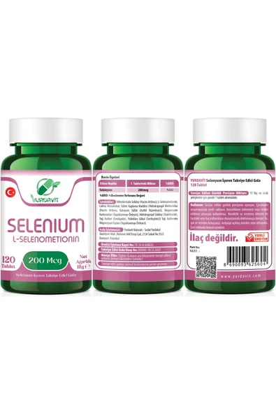Yurdavit Selenyum 200 Mcg ve Magnezyum Sitrat 500 Mg - 120 Tablet - 2