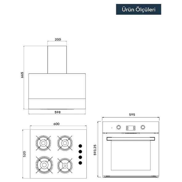 KUMTEL Ankastre Set Beyaz Cam 8 Programlı Dokunmatik - Resim 5
