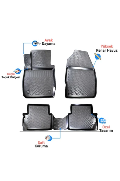 Citroen C3 2009 eski kasa Araca Özel Tasarım 3D Havuzlu Paspas - 2