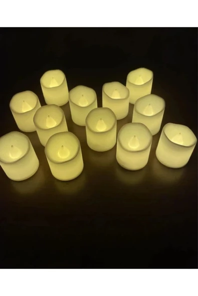 Ledli Mum Işıklı Dumansız Alevli Sarı Led Mum Pilli 3 Adet Pil Dahil - 5