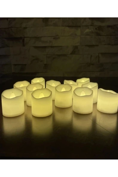 Ledli Mum Işıklı Sarı Led Mum Pilli - 3