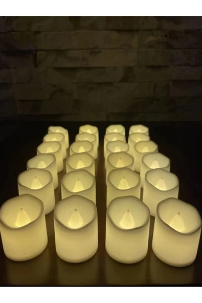 Ledli Mum Işıklı Dumansız Alevli Sarı Led Mum Pilli 3 Adet Pil Dahil - 4