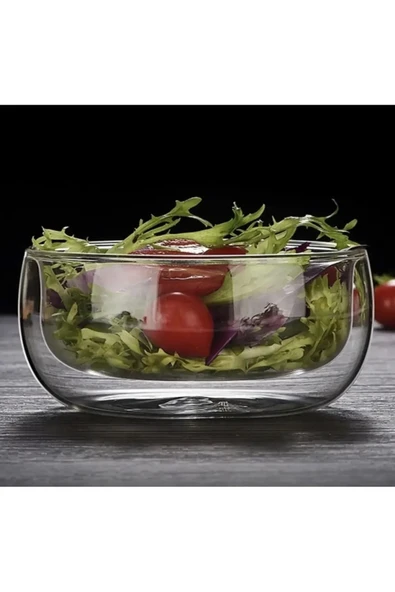 Cam Kase Çift Cidarlı Çorba Tatlı Kasesi 350 ML Sunum Kasesi  | Çorba Tatlı Ve Salata Kasesi - 4