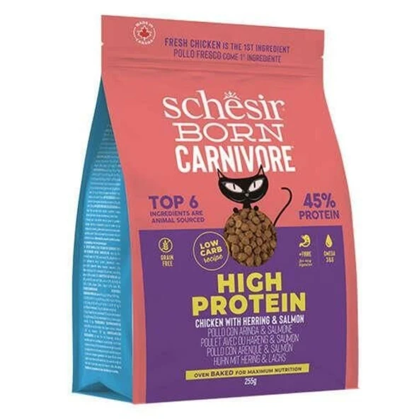 Schesir Born Carnivore Somon Ringa Balıklı ve Tavuklu Yetişkin Kedi Maması 255gr - Resim 2