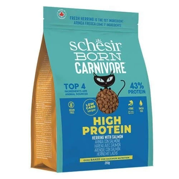 Schesir Born Carnivore Somonlu ve Ringa Balıklı Yetişkin Kedi Maması 255gr - Resim 2