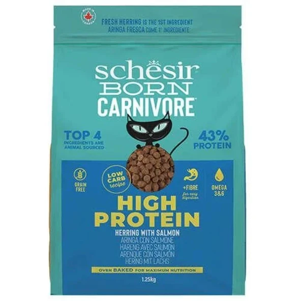 Schesir Born Carnivore Somonlu ve Ringa Balıklı Yetişkin Kedi Maması 1,25kg