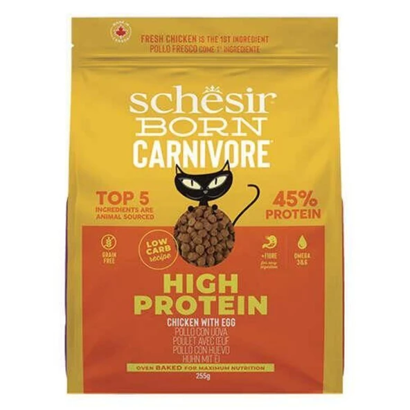 Schesir Born Carnivore Tavuk ve Yumurtalı Yetişkin Kedi Maması 255gr