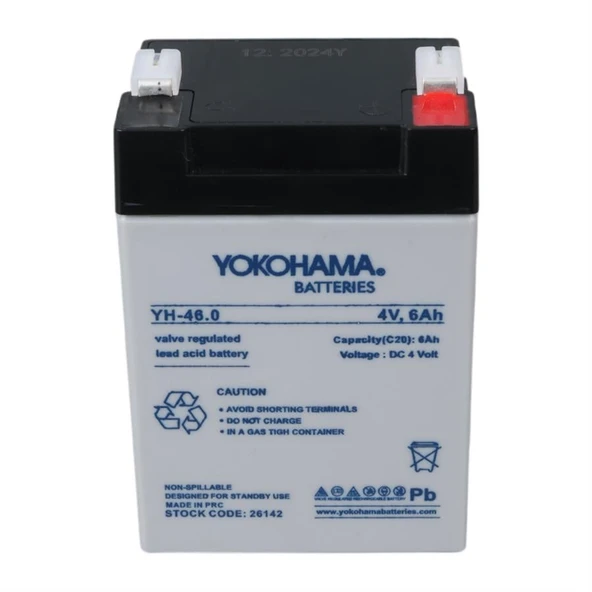 Ayt Yokohama YH-46.0 4 Volt 6 Amper Kuru Akü 68x45x95 mm Yeni Tarihli Taze Akü - 7
