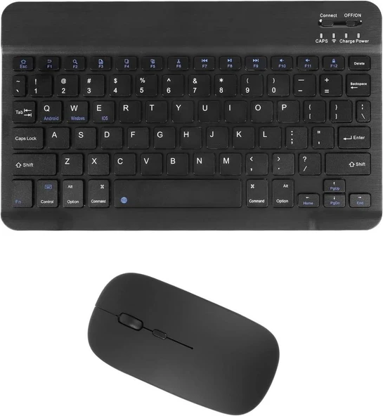 Samsung Galaxy Tab S10 Ultra 14.6" Uyumlu Kablosuz Bluetooth Şarjlı Klavye Mouse Seti - Siyah