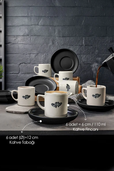 Keramika Amour Nordic Kahve Takımı 12 Parça 6 Kişilik 22661 - 3