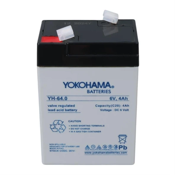 Ayt Yokohama YH-64.0 6 Volt 4 Amper Işıldak Aküsü 70x48x101 mm Yeni Tarihli Taze Akü - 7