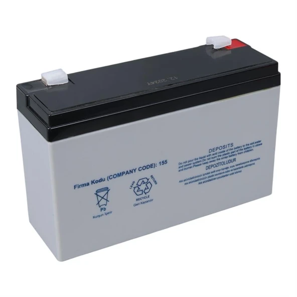 Ayt Yokohama YH- 612 6 Volt 12 Amper Akü 150x50x94 mm Yeni Tarihli Taze Akü - 6