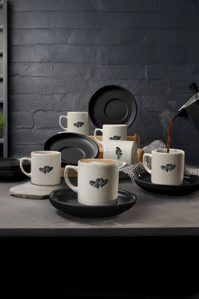 Keramika Amour Nordic Kahve Takımı 12 Parça 6 Kişilik 22661