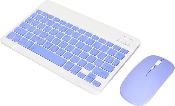 Lenovo Legion Tablet 8.8" Uyumlu Kablosuz Bluetooth Şarjlı Klavye Mouse Seti - Mor