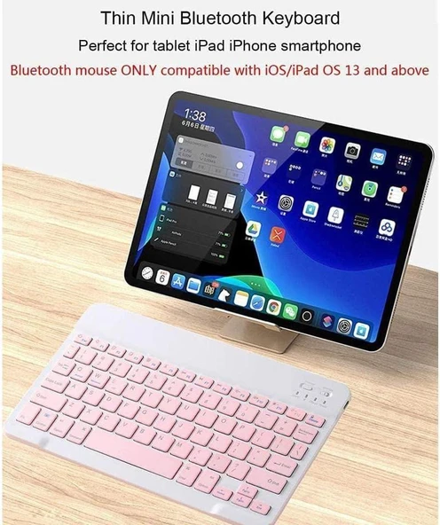 Reeder M11 Pro Max 11.97" Uyumlu Kablosuz Bluetooth Şarjlı Klavye Mouse Seti - Pembe - Resim 3