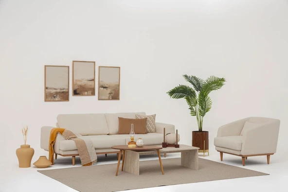 Hora Koltuk Takımı(3+1), Krem - Resim 2