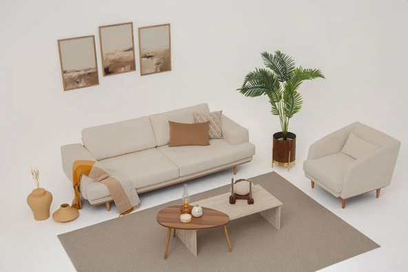 Hora Koltuk Takımı(3+1), Krem - Resim 3