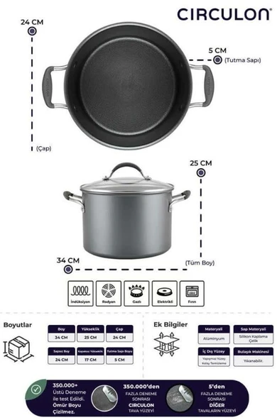 Cırculon A1 Serisi 24x17cm Cam Kapaklı XL Derin Tencere - 2