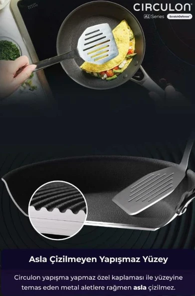 Cırculon A1 Serisi 24x17cm Cam Kapaklı XL Derin Tencere - 5