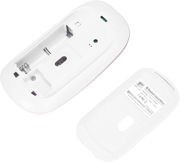 Apple iPad Mini 7 2024 8.3" Uyumlu Kablosuz Bluetooth Pilli Optik Mouse - Pembe - Resim 5