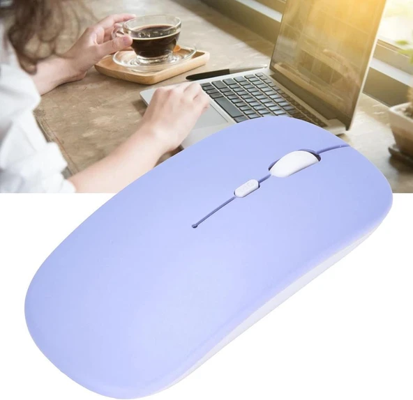 Xiaomi Redmi Pad Pro 12" Uyumlu Kablosuz Bluetooth Pilli Optik Mouse - Mor - 3