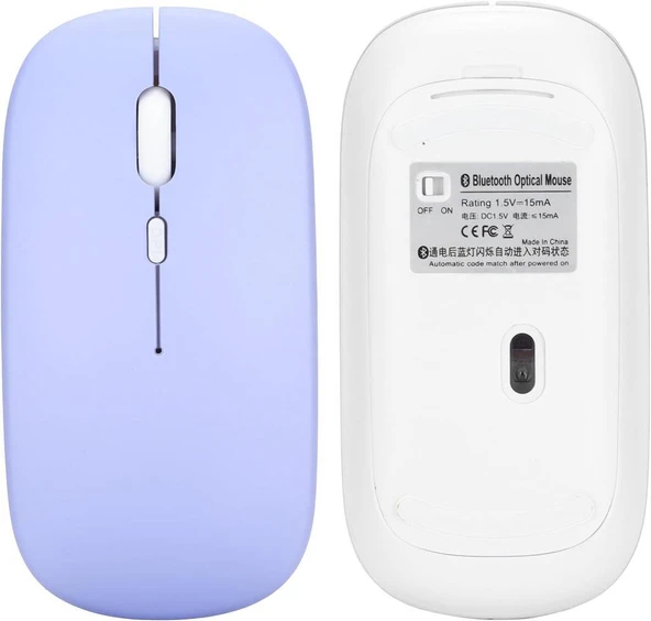 Xiaomi Redmi Pad Pro 12" Uyumlu Kablosuz Bluetooth Pilli Optik Mouse - Mor - 7