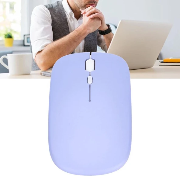 Xiaomi Redmi Pad Pro 12" Uyumlu Kablosuz Bluetooth Pilli Optik Mouse - Mor - 8