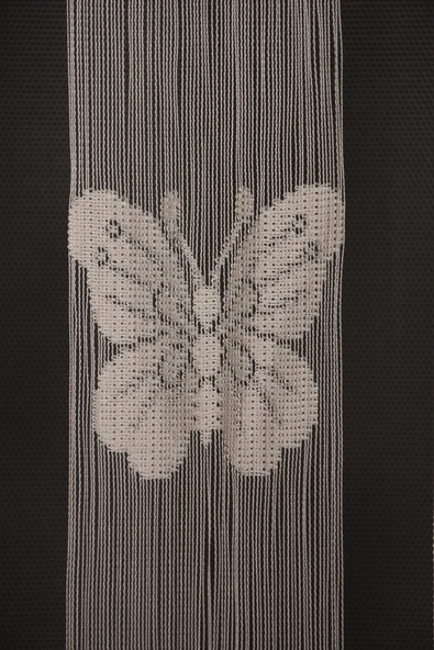 KELEBEK  MODEL KREM RENK İP PERDE HAZIR DÜĞMELERİ DİKİLMİŞ İP PERDE 100*280 cm - Resim 5