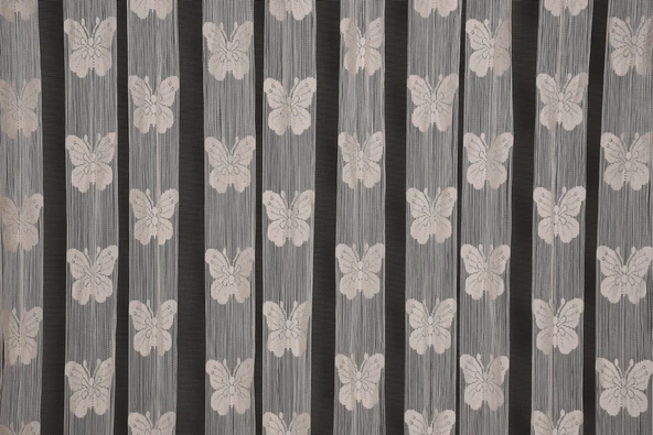 KELEBEK  MODEL KREM RENK İP PERDE HAZIR DÜĞMELERİ DİKİLMİŞ İP PERDE 100*280 cm - Resim 4