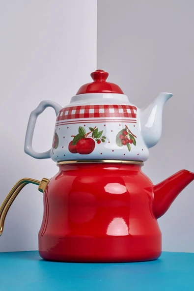 Miss Betty MELA ROSSA 2.6 LT EMAYE PORSELEN DEMLİKLİ ÇAYDANLIK ürün görseli