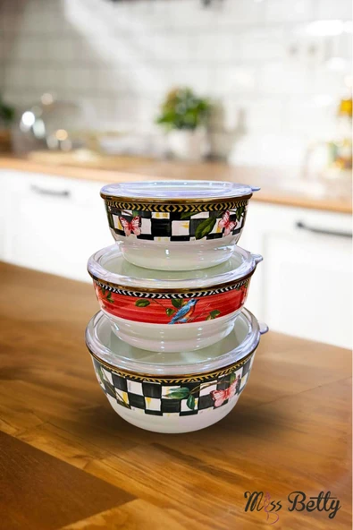 Miss Betty Paradise 3'lü Emaye Saklama Kabı 14-16-18 Cm ürün görseli