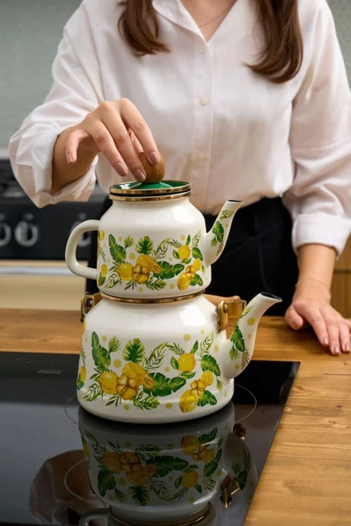 Miss Betty Emaye Ahşap Saplı Çaydanlık Citrus ürün görseli