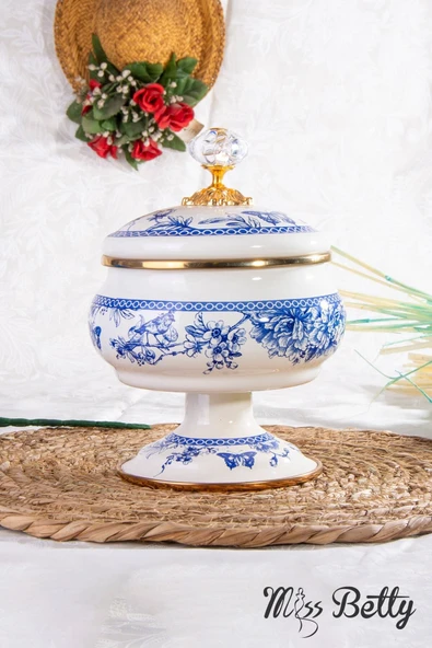 Miss Betty Emaye Ayaklı Şekerlik 18 Cm Blue Life - 1
