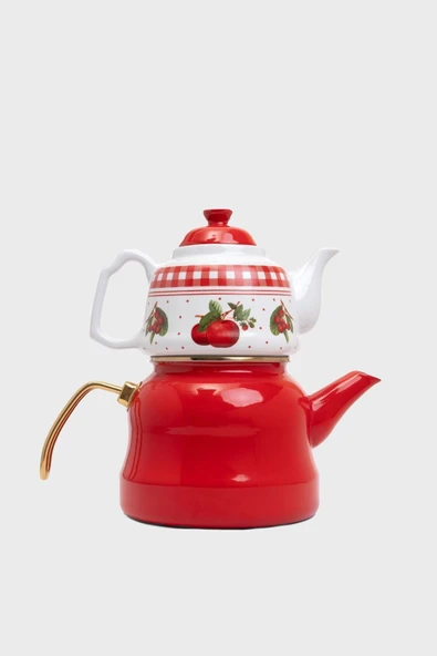 Miss Betty MELA ROSSA 2.6 LT EMAYE PORSELEN DEMLİKLİ ÇAYDANLIK - Resim 2