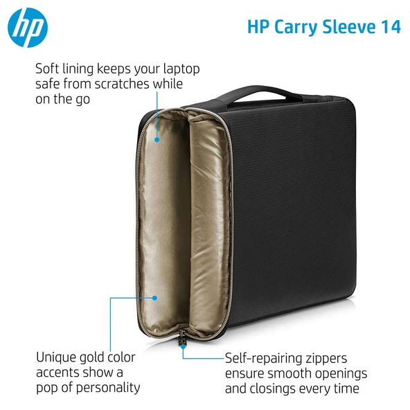 HP Siyah Taşıma Kılıfı 14 inç Dizüstü Bilgisayar Çantası Kulplu Siyah 3XD33AA - 3