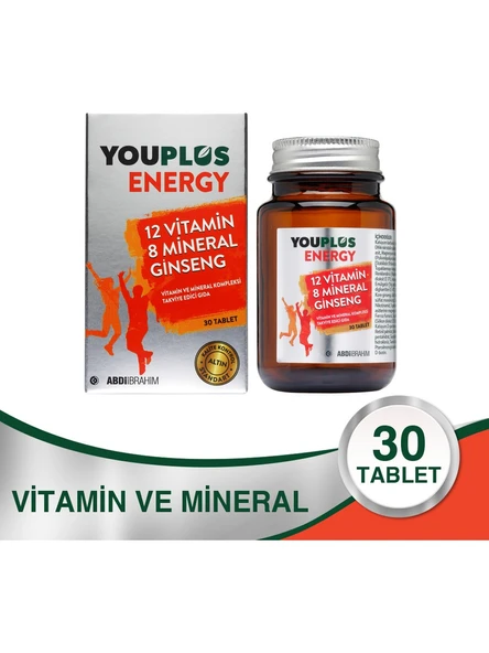 Youplus Energy Vitamin ve Mineral Kompleksi 30 Tablet (SKT:08/2026) ürün görseli 1