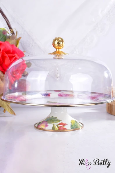 Miss Betty Emaye Ayaklı 30 Cm Kek Fanusu Rose Deluxe - 3