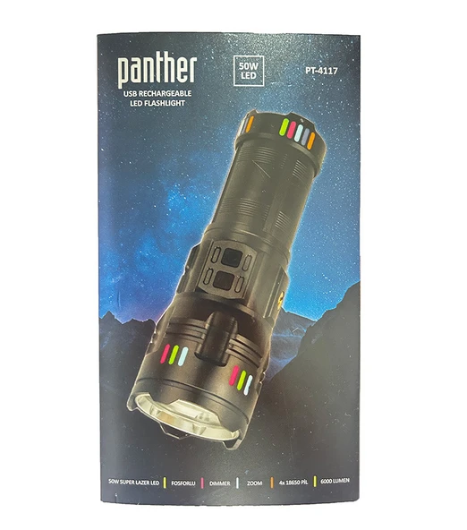 Panther PT-4117 Profesyonel Şarjlı LED El Feneri 6000 Lümen - 4