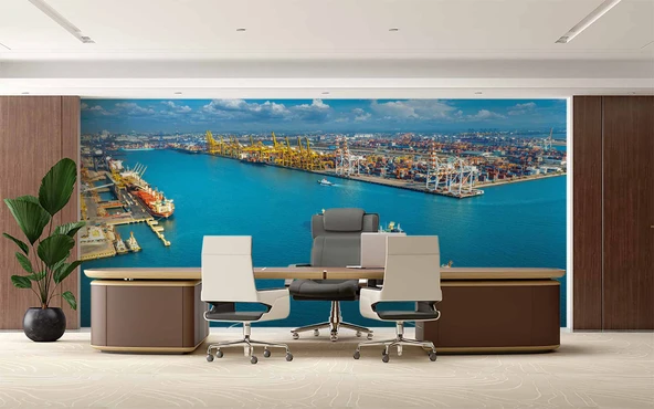 Lojistik Konteyner Liman Duvar Kağıdı - Resim 3