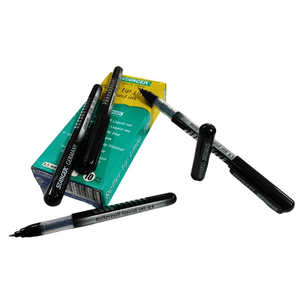 STANGER Rollerball Solid Inkliner 0.5 mm Siyah Pilot Kalem 10'Lu Paket