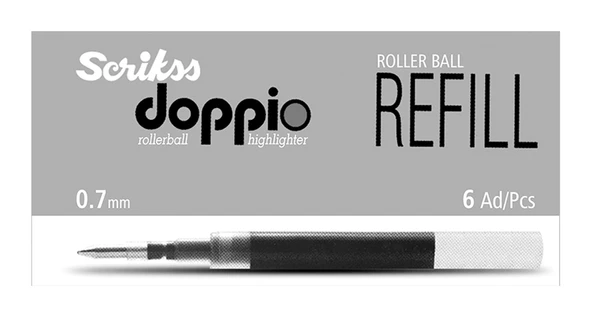 Scrikss Doppio Roller Refil Siyah 6'lı Paket