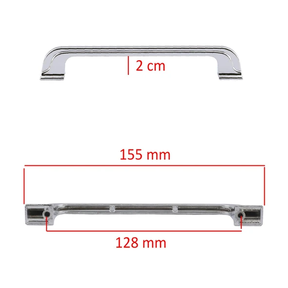 10 Adet Alperen 128 Mm Düz Mobilya Mutfak Dolabı Çekmece Dolap Kapak Kulpu Kulbu Krom Metal Kulp - 2