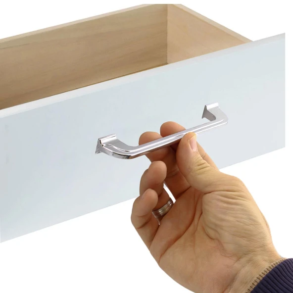 10 Adet Alperen 128 Mm Düz Mobilya Mutfak Dolabı Çekmece Dolap Kapak Kulpu Kulbu Krom Metal Kulp - 3