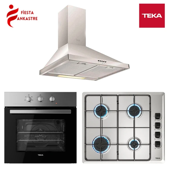 TEKA CHEF 1 INOX ANKASTRE SET ( HE 715 SS FIRIN + HLX 640 İNOX OCAK + DF 60 DAVLUMBAZ )