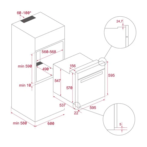TEKA HLB 840 P PİROLİTİK TEMİZLEME SİSTEMLİ SİYAH ANKASTRE FIRIN - 2