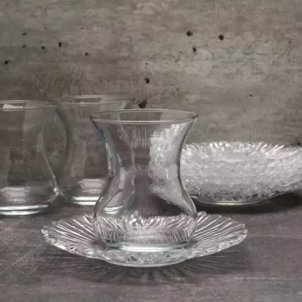 Paşabahçe Aurora Çay Takımı, 12 Parça - 155 ml Bardak ve Tabak Seti, 95961 - 4